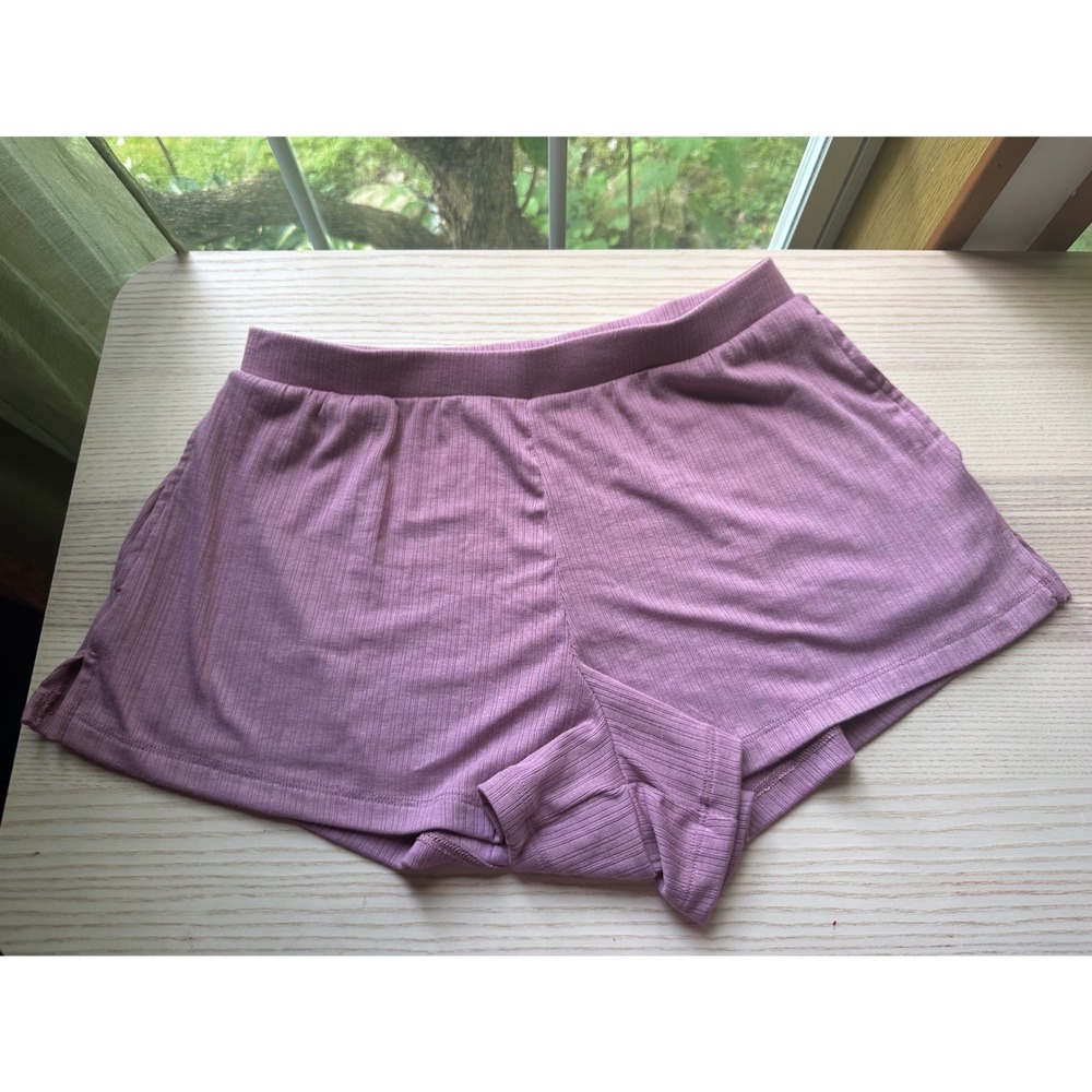Auden Womens Mauve Purple Ribbed Pajama Set Tank Top and Shorts Size Medium - Picture 2 of 8